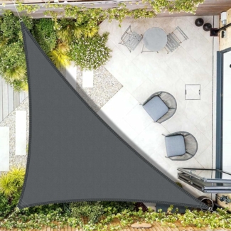 AXT SHADE Sonnensegel Wasserdicht Dreieck Rechtwinklig 5 x 5 x 7 m Wetterschutz Sonnenschutz PES Polyester mit UV Schutz für Terrasse Balkon Garten-Grau Anthrazit(Wir Machen Sondergrößen)
