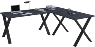 VCM Schreibtisch Lona 919776 Schwarz / Anthrazit H. 76 x B. 190 x T. 130 cm
