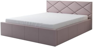 Polsterbett VIGI 90x200 mit Matratze, Bettkasten und Lattenrost. Farbe: Flamingo 19
