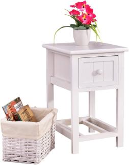 COSTWAY Nachttisch mit Korb Nachtkonsole Nachtschrank Nachtkommode Beistelltisch Beistellschrank Flurtisch Badregal mit Schublade weiss