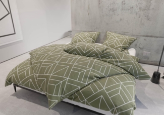 Mako Satin Bettwäsche Urban Geometric dunkelgrün 200x220 + 2x 80x80