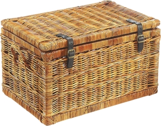 Kobolo Truhe Korbtruhe Sitztruhe - Rattan - lacak braun - mit Staufach