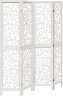 vidaXL 4-tlg. Raumteiler Weiß Massivholz Paulownia 358738