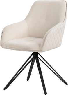 ML-DESIGN Stuhl Esszimmerstuhl aus Textil Webstoff mit Metallbeine, 360° drehbar (1 St), Polsterstuhl mit Rücken-& Armlehne Creme Küchenstuhl Wohnzimmerstuhl