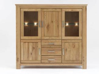 Highboard Viterbo 176 x 165 x 47 cm Wildeiche teilmassiv Vitrine Schrank