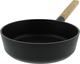 Eva Solo Nordic kitchen Bratpfanne, Pfanne, Schmorpfanne, Gemüsepfanne, Steakfpanne, Fischpfanne, Kochen, Schwarz, Eiche/Aluminium, Ø 24 cm, 280324