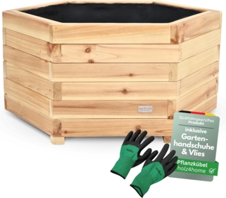 holz4home® Pflanzkübel 6-eckig aus Tannenholz I Outdoor Blumenkübel für Garten Balkon, inkl. Gartenhandschuhe & Vlies