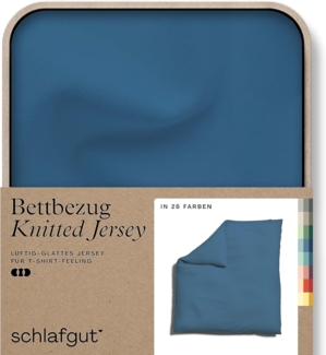 Schlafgut Knitted Jersey Bettwäsche | Bettbezug einzeln 240x220 cm | blue-mid