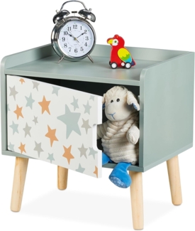 relaxdays Nachttisch für Kinder mit Staufach, B