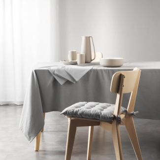 Douceur d'Intérieur, Tischdecke, rechteckig, 140x240 cm, recycelte Baumwolle, einfarbig, Mistral Grau China, 1731158