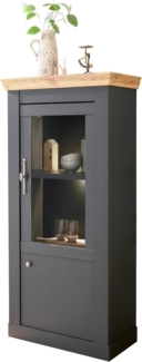 Vitrine Ribera in grau und Eiche Wotan Landhaus 72 x 146 cm