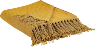 Beliani 'YARSA' Kuscheldecke, Baumwolle senfgelb, 125x150 cm