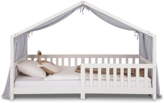 IDIMEX Betthimmel LIAN, Betthimmel Hausbett Deko, Musselin Baldachin 100% Baumwolle- hellgrau