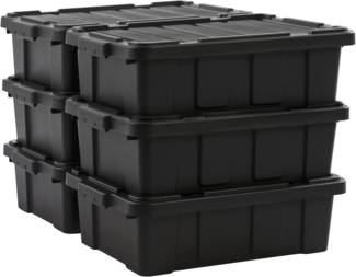 Iris Ohyama Heavy Duty Organisation Boxes, 25L, 6er-Set, Rot, Kompakt, Robust, Stapelbar, Aufbewahrungsbox, Für Garage, Regale, Umzug, Plastik, Utility, Werkzeugkiste, DDSKT-230