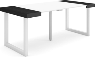 Skraut Home | Ausziehbarertisch | Multifunktionaler ausziehbarer | 180 | Für 8 Gäste | Massivholz Beine | Moderner Stil | Weiß und Schwarz