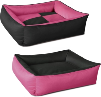 BedDog 2in1 Hundebett MAX QUATTRO, großes Hundekörbchen aus Cordura, waschbares Hundebett mit Rand, Hundesofa (XXL) ca. 120x85x23cm, CANDY (pink/schwarz)