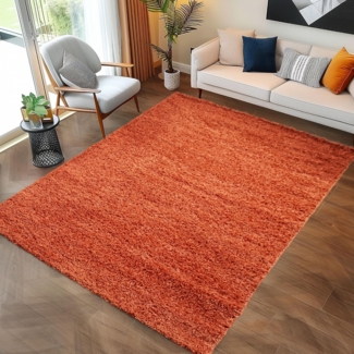 Carpettex Hochflor-Teppich Unicolor - Einfarbig, Läufer, Höhe: 30 mm, Einfarbig Shaggy Teppich Wohnzimmer Langflor versch. farben und größen