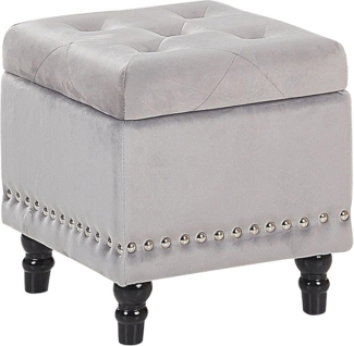 Pouf Samtstoff mit Stauraum hellgrau LORETTO