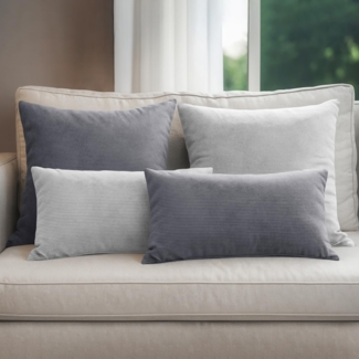 Selfitex Dekokissen 4er Set Cord Kissen inkl. Füllkissen, 2x 50x50 & 2x 30x50, robuster Bezug mit satten Farben, weiches Füllkissen