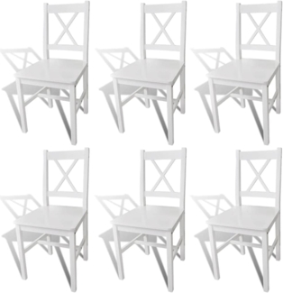 vidaXL Esszimmerstühle 6 Stk. Weiß Kiefernholz [271496]