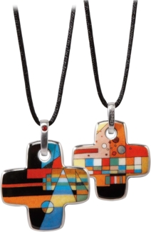 Goebel Halskette Spitzen im Ellenbogen Wassily Kandinsky, Artis Orbis, Kette, Anhänger, Schmuck, Porzellan, Messing, 4 cm, 67100141