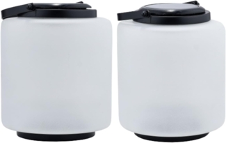 Marrakesch Orient & Mediterran Interior LED Solarleuchte Moderne Glas Solarlaterne Laterne Lampe Garten Deko Modern Erlin Weiß, LED fest integriert