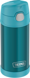 THERMOS kids FUNTAINER STRAW BOTTLE 0,35l, ocean teal, Thermosflasche für Kinder aus Edelstahl, mit Strohhalm, 12 h kalt, absolut dicht, für Schule, Kindergarten, Pause