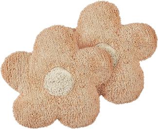 Kissen 2er Set Für Kinder Blumenmuster SORREL Baumwolle 30 x 30 cm Pfirsichrosa