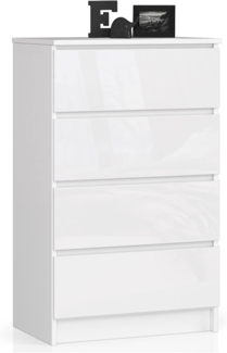 Akord Kommode mit 4 Schubladen Beistellschrank Highboardmodernes Sideboard für Wohnzimmer Esszimmer Schlafzimmer Flur Badezimmer 60 x 99 x 40 cm