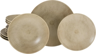 CreaTable Tafelservice Catania Sand Tellerset 12-tlg (12-tlg), 4 Personen, Steinzeug