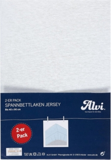 Alvi Spannbettlaken Jersey 2er Pack 40x90, weiß/weiß