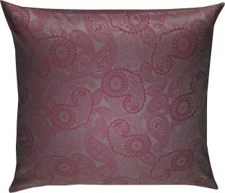 Bettwaesche-mit-Stil Mako-Satin Damast Paisley Bettwäsche "Davos" rot - grau Kissenbezug 40x40 cm