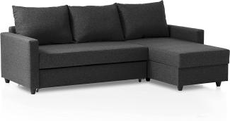 Traumnacht Schlafsofa Belfort, Ecksofa, Sofagarnitur in L-Form mit Schlaffunktion und Stauraum in der Ottomane, produziert nach deutschem Qualitätsstandard, anthrazit, 227x153x66 cm