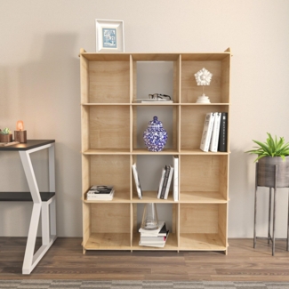 Stylish Oak Bookshelf, 92.5 cm W x 132 cm H x 30 cm D | 100% Melamine Coated Particle Board, 8 mm Thick | Perfect for Modern Home & Office Decor