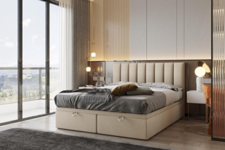 TRADA Boxspringbett BOND mit Taschenmatratze - Elegant Polsterbett mit Zwei Bettkasten (Bett + Materatze), mit zwei Bettkasten - mit Funktion, die das Bettenmachen erleichtert