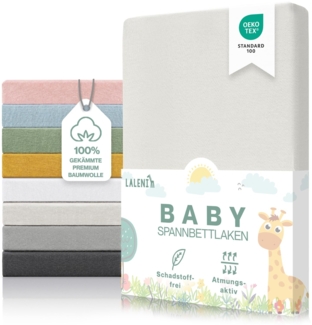 Laleni Premium Spannbettlaken 60 x 120 x 15 cm Babybett | Oeko-TEX zertifiziertes Bettlaken 60x120 Kinderbett | Kinderbettwäsche 60x120 aus 100% Baumwolle | Spannbettlaken 60x120 Baby in Ivory