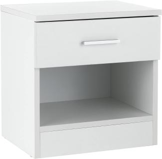 Baroni Home Nachttisch mit Schublade und Fach aus Melamin, Mehrzweckschrank für Schlafzimmer, Couchtisch für Wohnzimmer, Weiß 37x30x39 cm