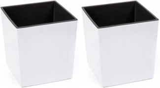 Kreher Pflanzkübel 2 x Pflanzkübel in hochglanz Weiß mit Einsatz 40 x 40 x 41 cm
