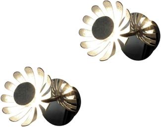 2er SET LED Wandstrahler, Metall in Blattsilber, Breite 10cm