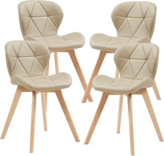 Esszimmerstuhl Älmhult 4-er Set 78x47x52 cm Kunstleder Beige [en. casa]