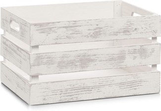 Zeller 15131 Aufbewahrungs-Kiste, Holz, Vintage weiß, 35 x 25 x 20 cm