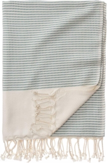 Urbanara Hamamtuch Strandtuch Bolu - Grüngrau & Naturweiß, (1-St), Saunatuch mit Rautenmuster, 50% Baumwolle & 50% Bambus