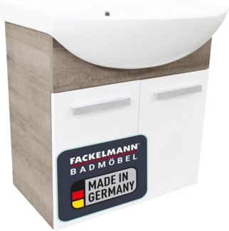 Fackelmann A-VERO Waschbeckenunterschrank 63 cm, Grau-Eiche Optik/Weiß