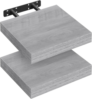WOLTU Wandboard 2er Wandregal CD DVD Regal Bücherregal Schweberegal Holz Board 25 x 22.9 x 3.8 cm grau Eiche für Büro, Wohnzimmer, Schlafzimmer, Küche RG9365grei-2