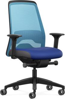Interstuhl Every Active Edition – Der Bürostuhl passt Sich an die Bewegung an – mit Verstellbarer Lordosenstütze – vereint Komfortables und aktives Sitzen (Hellblau | Blau)