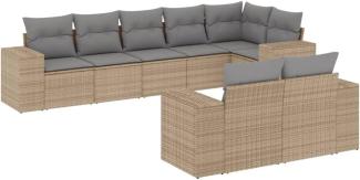 vidaXL 8-tlg. Garten-Sofagarnitur mit Kissen Beige Poly Rattan 3255156