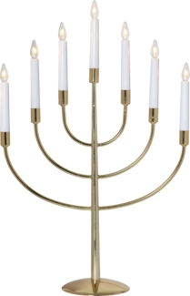 Star Trading Siebenarmiger LED-Kerzenleuchter ,Titus‘, Metall, gold
