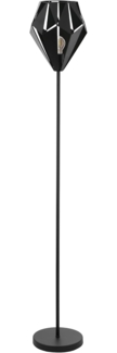 EGLO Stehlampe Carlton 5, Vintage Lampe Wohnzimmer, Standleuchte aus schwarzem Stahl, Wohnzimmerlampe mit E27 Fassung, Trittschalter, 152,5 cm