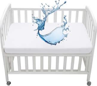 Dudu N Girlie Platzsparender Matratzenschoner für Kinderbett, wasserdicht, Matratzenschoner, Baumwolle, Spannbetttuch für Mini-Kinderbett, Weiß, 100 x 50 x 10 cm.