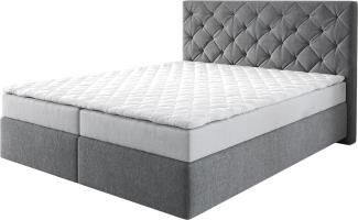 Boxspringbett Dream-Great Mikrofaser Anthrazit 160x200 cm mit Matratze und Topper